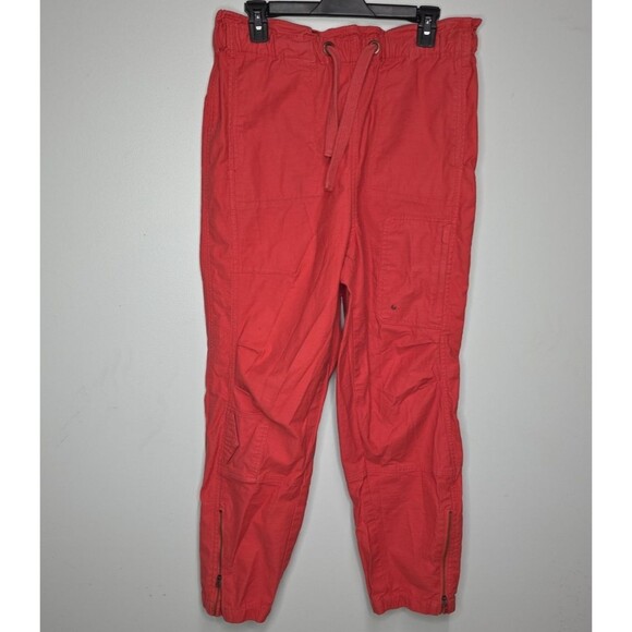 Free People Movement Red Coral Spring Trekker Cargo Zip Ankle Pants Womens M - Picture 1 of 6